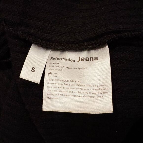 Reformation Black Betty Dress Size Small Ribbed Button Front Stretch - Picture 9 of 11